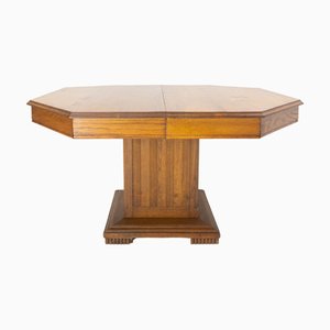 French Oak Square Pedestal Dining Table, 1940