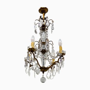 Chandelier with Crystal Drops, France, 1960s