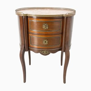 French Louis XV Iroko and Marble Top Little Chest of Drawers, 1960