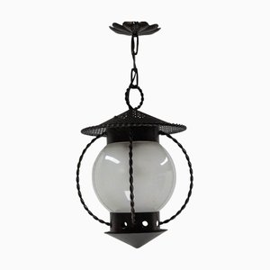 French Pendant in Iron and Glass by Mathieu Matégot, 1960