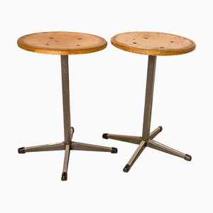 Juego de taburetes holandeses de haya y metal, 1950