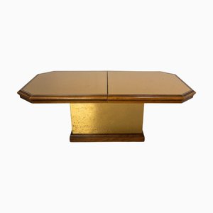 Mesa de centro francesa de madera y bronce, 1980