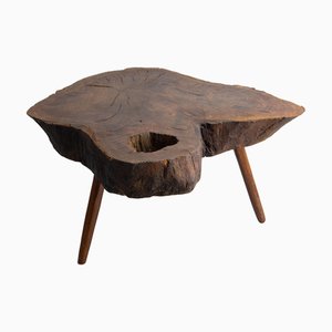 French Brutalist Oak Coffee Table, 1960