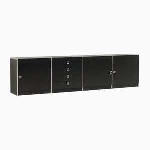 Large Black and Aluminum Sideboard attributed to Interlübke, Germany, 1980s