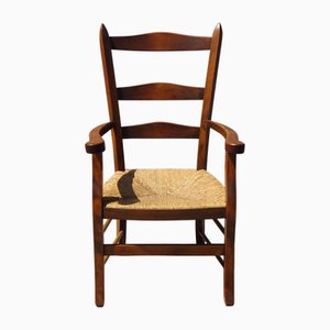 Grandfathers Armchair in Wood and Straw, 1980s