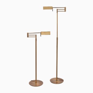 Library Swing Arm Floor Lamps in Brass, Germany, 1980s, Set of 2