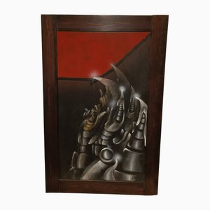 Brutalist Artist, Composition, 1960s-1970s, Painting on Canvas, Framed