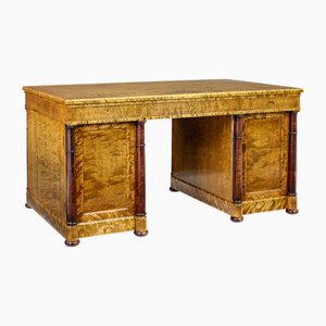 Scandinavian Art Deco Birch Pedestal Desk, 1930s