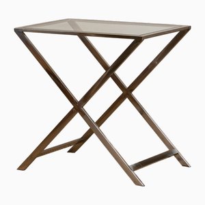 Chrome and Glass Side Table, Italy, 1970s