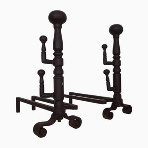 Large Wrought Iron Fireplace Andirons