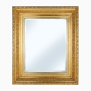 Baroque Gilt Facet Cut Wood Wall Mirror, France, 1850s
