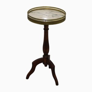 Small Round Side Table with White Marble Top