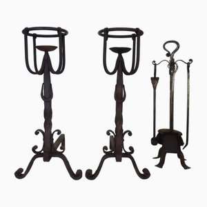 Wrought Iron Landiers Andirons