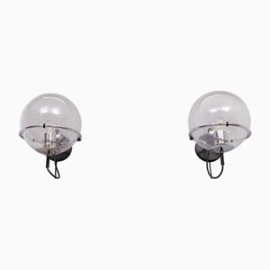 Basket-Globe Wall Lamps with Raindrop Glass Bowl from Raak Amsterdam, 1970s, Set of 2