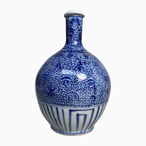 Taishō Porcelain Ikebana Tokkuri Sake Bottle, Tako Karakusa, Japan, 1920s