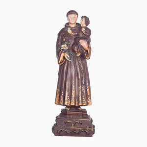 Scultura di Sant'Antonio con il Bambino in ceramica, fine XIX secolo