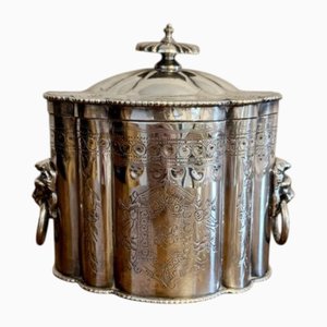 Tonneau à Biscuit Victorien Orné en Plaqué Argent par Robert & Belk, 1860s
