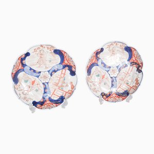 Japanese Porcelain Cut-Out Plates Imari, 1910, Set of 2