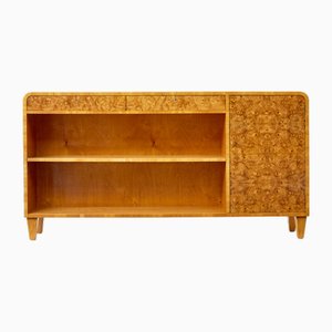 Mid-Century Swedish Elm and Burr Sideboard Bookcase, 1950s