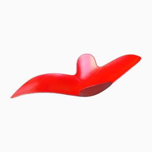 Chaise Longue Lazy Mary de cuero rojo de Monica Graffeo para Disguincio, años 80