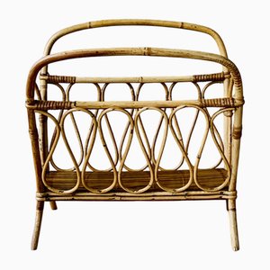 Mid-Century Bamboo and Rattan Magazine Rack, 1950s