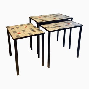 Nesting Ceramic Tables, France, 1960s, Set of 3