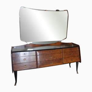 Chest of Drawers with Mirror Primavera 57 Series in Briarwood and Brass by Osvaldo Borsani for Atelier Borsani Varedo, 1957