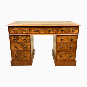 19th Century Figured Walnut Pedestal Desk, 1860s