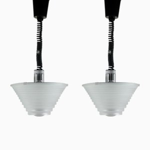 Lampade da soffitto Egina in vetro di Angelo Mangiarotti per Artemide, Italia, anni '70, set di 2
