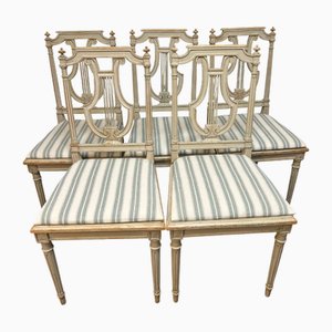 Louis XVI Lacquered Beech Chairs, Set of 5