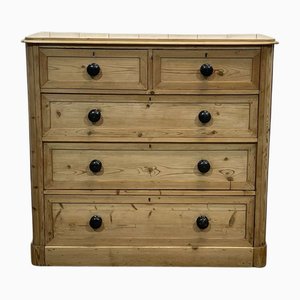19th Century Victorian Chest of Drawers in Fir with Blackened Wooden Buttons