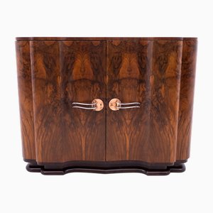 Mid-20th Century Art Deco Walnut Commode Cabinet, Western Europe, 1940s