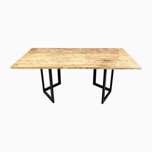 Travertine Dining Table, Italy, 1970s