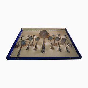 Art Nouveau Dessert Cutlery Set in 800 Silver from Hüneke & Co. Gmbh, Bremen, Germany, 1890s, Set of 13