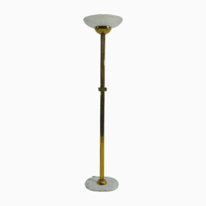 Stehlampe aus Messing, Muranoglas & Carrara Marmor, Italien, 1970er