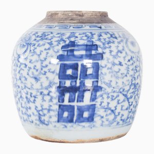 Pot Qianlong Exhortation en Porcelaine, Chine, 1850s