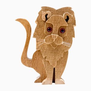 Wood Lion Sculpture from Bottega Michelangeli, Orvieto, Italy, 1970s