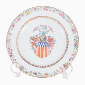 Qing Dysnaty Chinese Porcelain Plate with Coat of Arms, 1850s