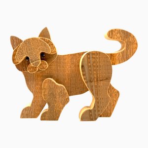 Wood Cat Sculpture from Bottega Michelangeli, Orvieto, Italy, 1970s