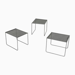 Postmodern Perforated Steel Nesting Tables, 1980s, Set of 3