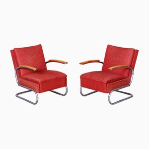 Suite de Fauteuils Bauhaus en Chrome attribués à M Breuer pour Mücke-Melder, République Tchèque, 1930s