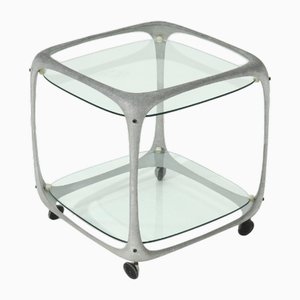 Carrito de bar italiano en forma de cubo de aluminio fundido de Lorenzo Burchiellaro, años 70