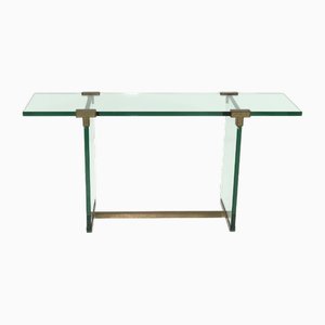 Console Table Model T30 in Glass and Brass by Peter Ghyczy, 1970s