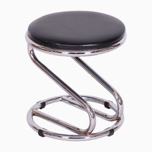 Bauhaus Hocker aus Verchromtem Stahl & Kunstleder, Geman, 1950er