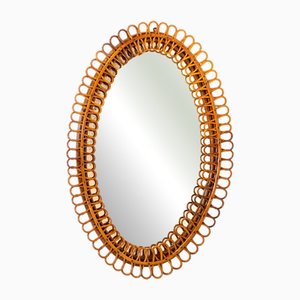 Mid-Century Modern Franco Albini Bamboo Wall Mirror attributed to Franco Albini, Italy, 1960s