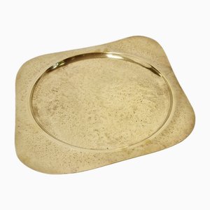 Hand-Beaten Brass Tray by Monini, Italy, 1980s