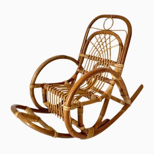 Mid-Century Modern Bamboo Kids Rocking Chairs, Italy, 1960s