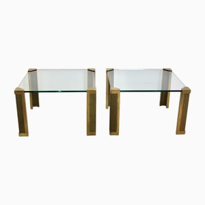 Grandes Tables d'Appoint en Laiton et Verre par Peter Ghyczy, 1970s, Set de 2