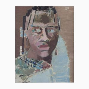 Folke Skoghäll, Retrato de mujer, años 60, óleo sobre lienzo