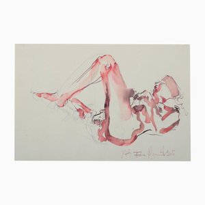 Frans Kannik, Nude Study, Watercolor and Pencil on Paper, 2005